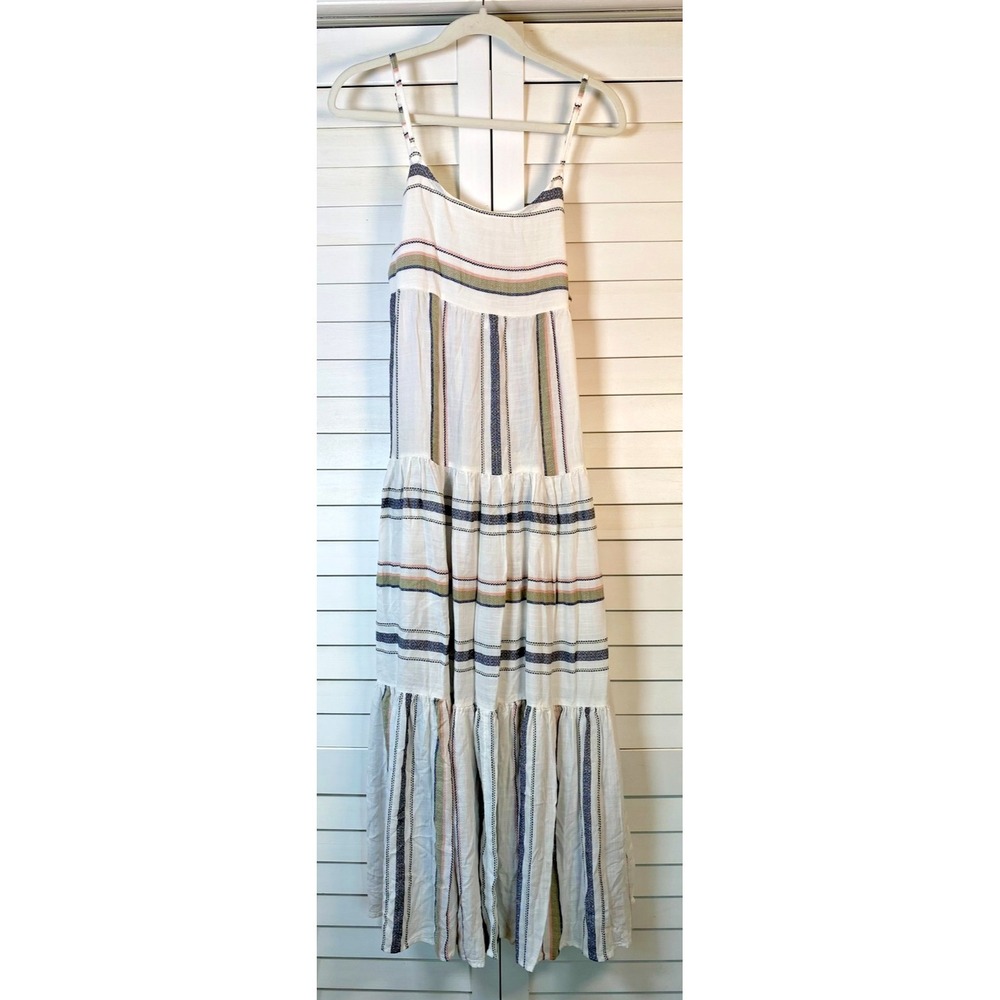 L Space Maxi Dress Striped Tiered Babydoll Summer Medium Cottagecore Coastal Med - Picture 2 of 6